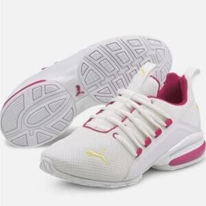 NWT Puma White and Red Sneakers with Yellow Logo - 4.5